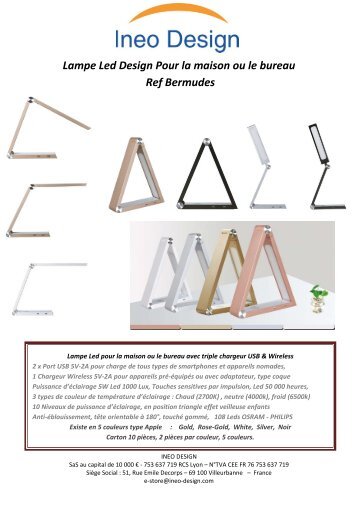 12 Fiche produit Lampe Led BERMUDES Ineo Design