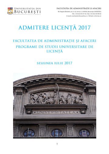 UB-FAA - BROSURA ADMITERE - LICENTA 2017