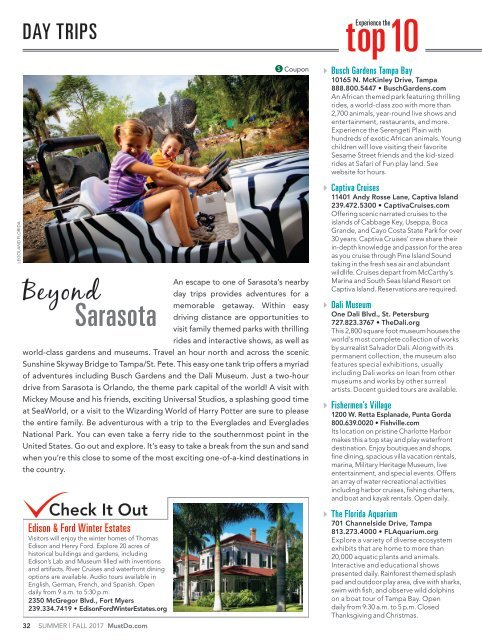 Must Do Sarasota Visitor Guide Summer/Fall 2017