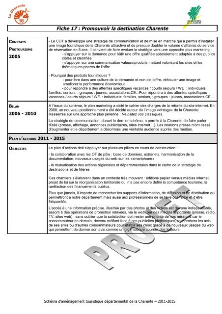 schema d'amenagement touristique departemental de la charente ...