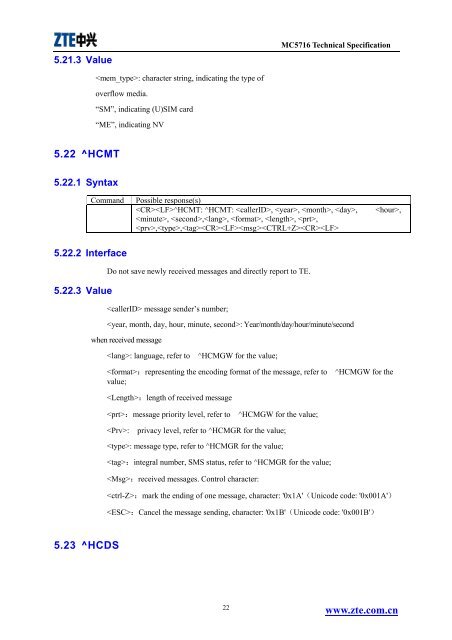 MC5716 Technical Specification ZTE CORPORATION - wless.ru