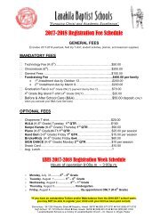 2017-18 Registration Fee Schedule