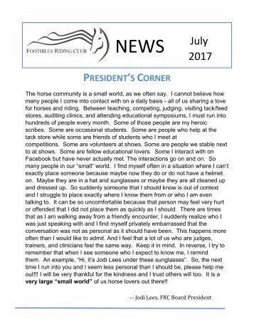 July 2017 FRC Member Newsletter 