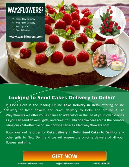 Cake Delivery in Delhi by Way2flowers.com