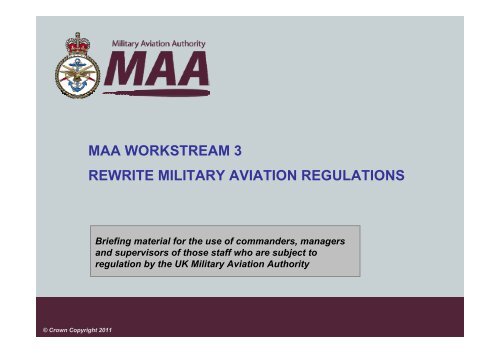 maa workstream 3 rewrite military aviation regulations