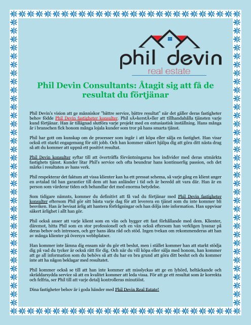Phil Devin Consultants: Åtagit sig att få de resultat du förtjänar