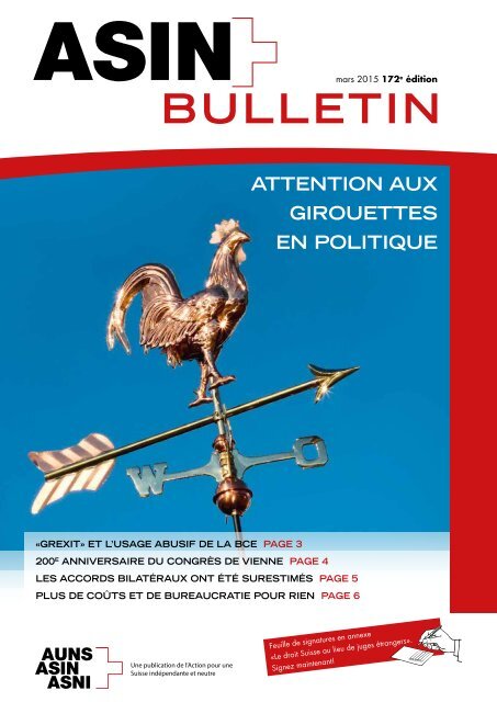 ASIN bulletin Nr. 172: Attention aux girouettes en politique!