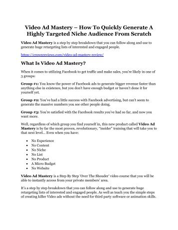 Video Ad Mastery review & (GIANT) $24,700 bonus