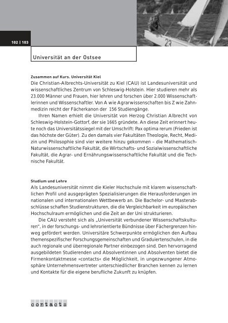 Katalog 2011 - Contacts - Christian-Albrechts-Universität zu Kiel