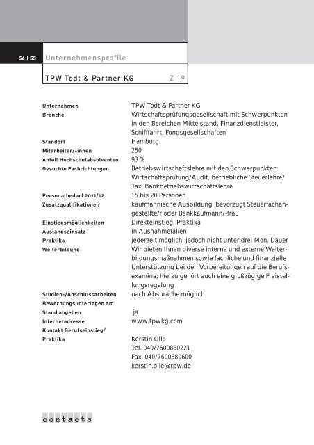 Katalog 2011 - Contacts - Christian-Albrechts-Universität zu Kiel