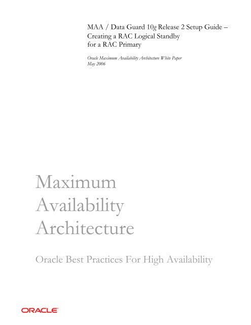 Setup Rac MAA Setup - RAC Primary & RAC Standby - Oracle