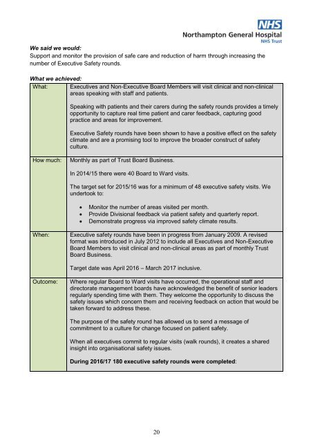 Northampton General Hospital NHS Trust Quality Account 2016-2017