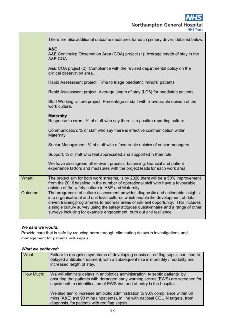 Northampton General Hospital NHS Trust Quality Account 2016-2017