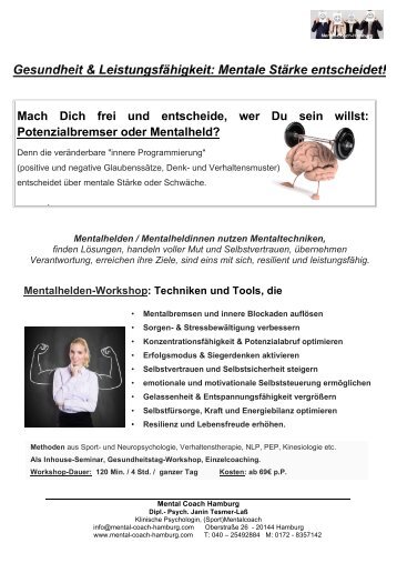 Mentalfitness - Workshop Beruf 