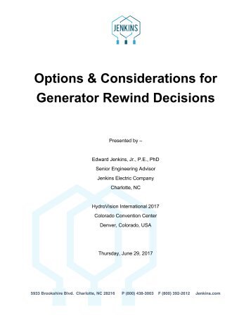 Jenkins Options for Generator Rewind Whitepaper