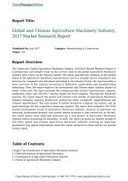 Global and Chinese Agriculture Machinery Industry, 2017 Market Research Report