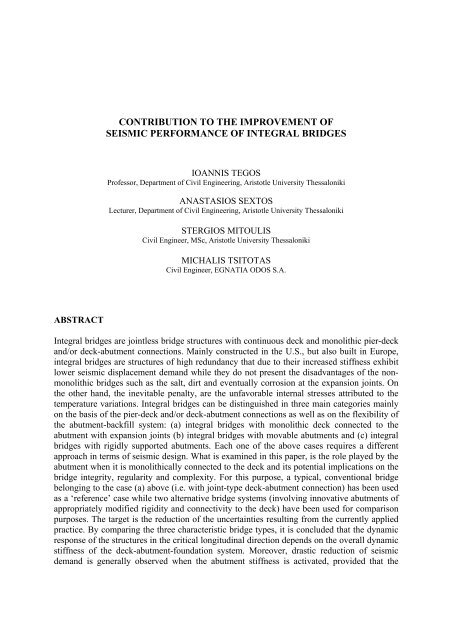 2 Contribution to the improvement of seismic performance of integral ...