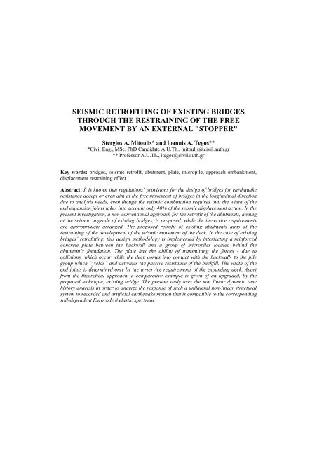 4 Seismic retrofitting of existing bridges through the restraining of ...