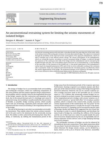 9 An unconventional restraining system for limiting the seismic movements of isolated bridges