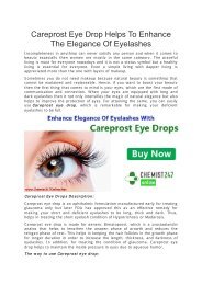 Careprost Eye Drop Helps To Enhance The Elegance Of Eyelashes