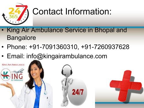 King Air Ambulance services in Bhopal to Bangalore with Medical ICU Service