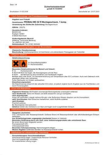 Sicherheitsdatenblatt · Handelsname: PROBAU MS OZ R ...