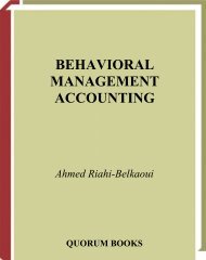 Behavioral management accounting / Ahmed Riahi-Belkaoui