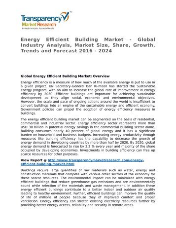 Energy Efficient Building Market 2016 Trends, Research, Analysis and Review Forecast 2024