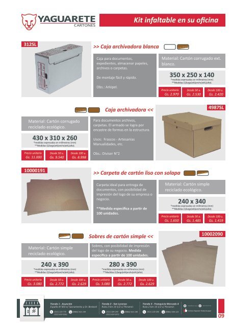 Catalogo de Productos  Cartones Yaguarete 2017 COMPRIMIDO