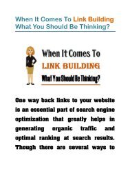 When It Comes To Link Building What You Should Be Thinking