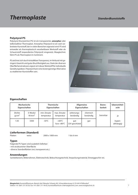 Thermoplaste - Maag Technic AG