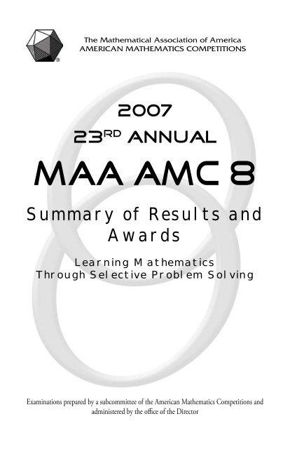 MAA AMC 8 - American Mathematics Competitions - Mathematical ...
