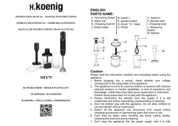 H.Koenig > MIXEUR PLONGEANT MIX50 NOIR(Italiano) - manuale d'Istruzioni