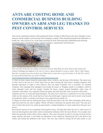 ANTS ARE COSTING HOME AND COMMERCIAL BUSINESS BUILDING OWNERS AN ARM AND LEG THANKS TO PEST CONTROL SERVICES