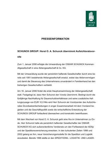 Horst O. A. Schunck &uumlbernimmt ... - Schunck Group