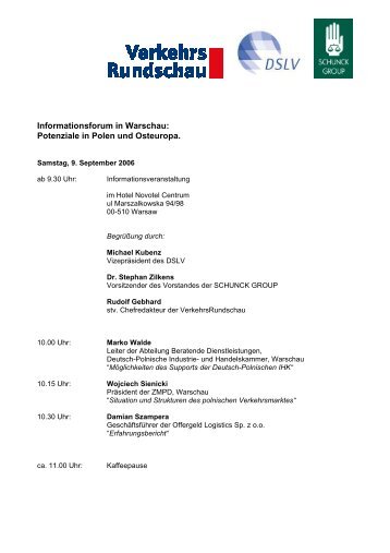 Informationsveranstaltung in Warschau 9 ... - Schunck Group