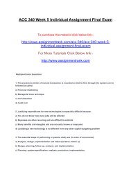ACC 340 Week 5 Individual Assignment Final Exam