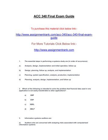 ACC 340 Final Exam Guide