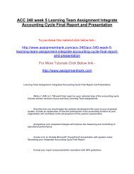 ACC 340 week 5 Learning Team Assignment Integrate Accounting Cycle Final Report and Presentation
