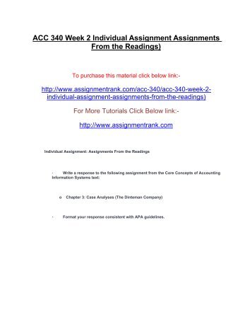 ACC 340 Week 2 Individual Assignment Assignments From the Readings)