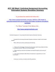 ACC 340 Week 3 Individual Assignment Accounting Information Systems Simulation Summary