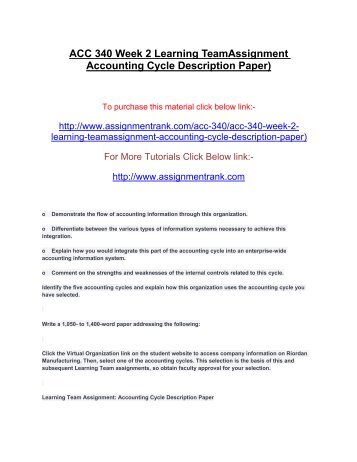 ACC 340 Week 2 Learning TeamAssignment Accounting Cycle Description Paper)