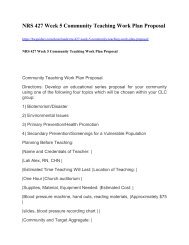 NRS 427 Week 5 Community Teaching Work Plan Proposal