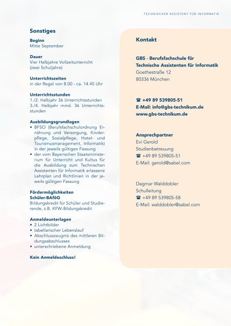 GBS Technikerschule Technischer Assistent / Technische Assistentin für Informatik