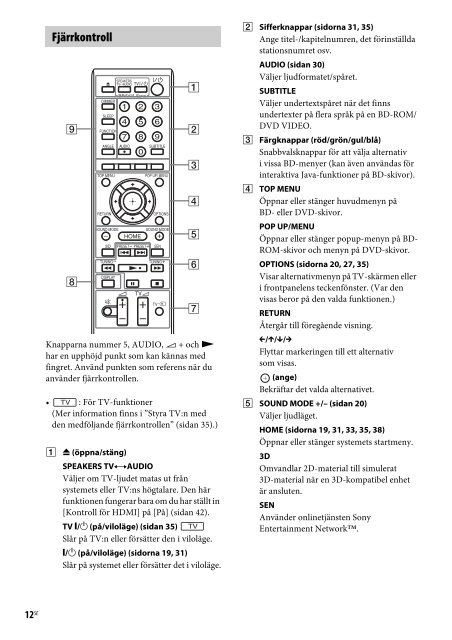 Sony BDV-EF220 - BDV-EF220 Istruzioni per l'uso Svedese