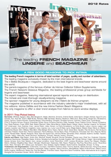 The leading FRENCH MAGAZINE for LINGERIE and ... - Intima