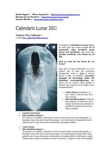 Calendario Lunar 2011 - Wicca Argentina