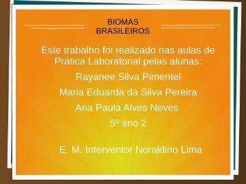 Biomas Brasileiros  Rayanee, Maria Eduarda e Ana Paula 5º ano 02