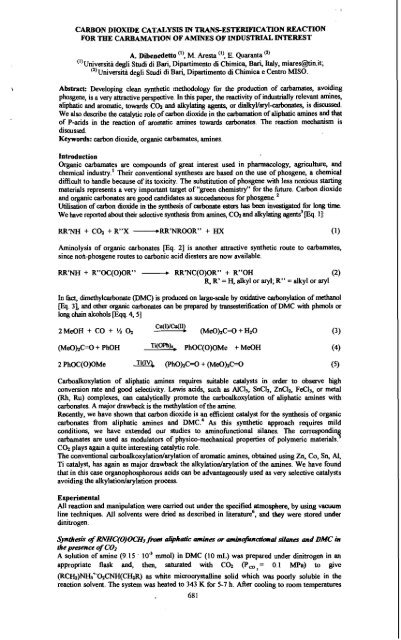 CARBON DIOXIDE CATALYSIS IN TRANS-STERIFICATION ...