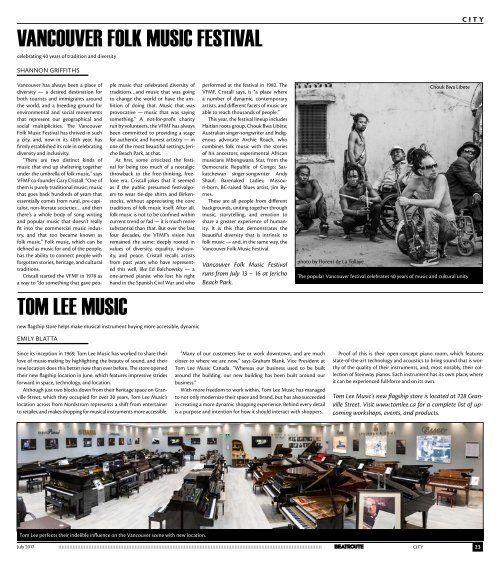 Beatroute Magazine BC Print Edition - July 2017